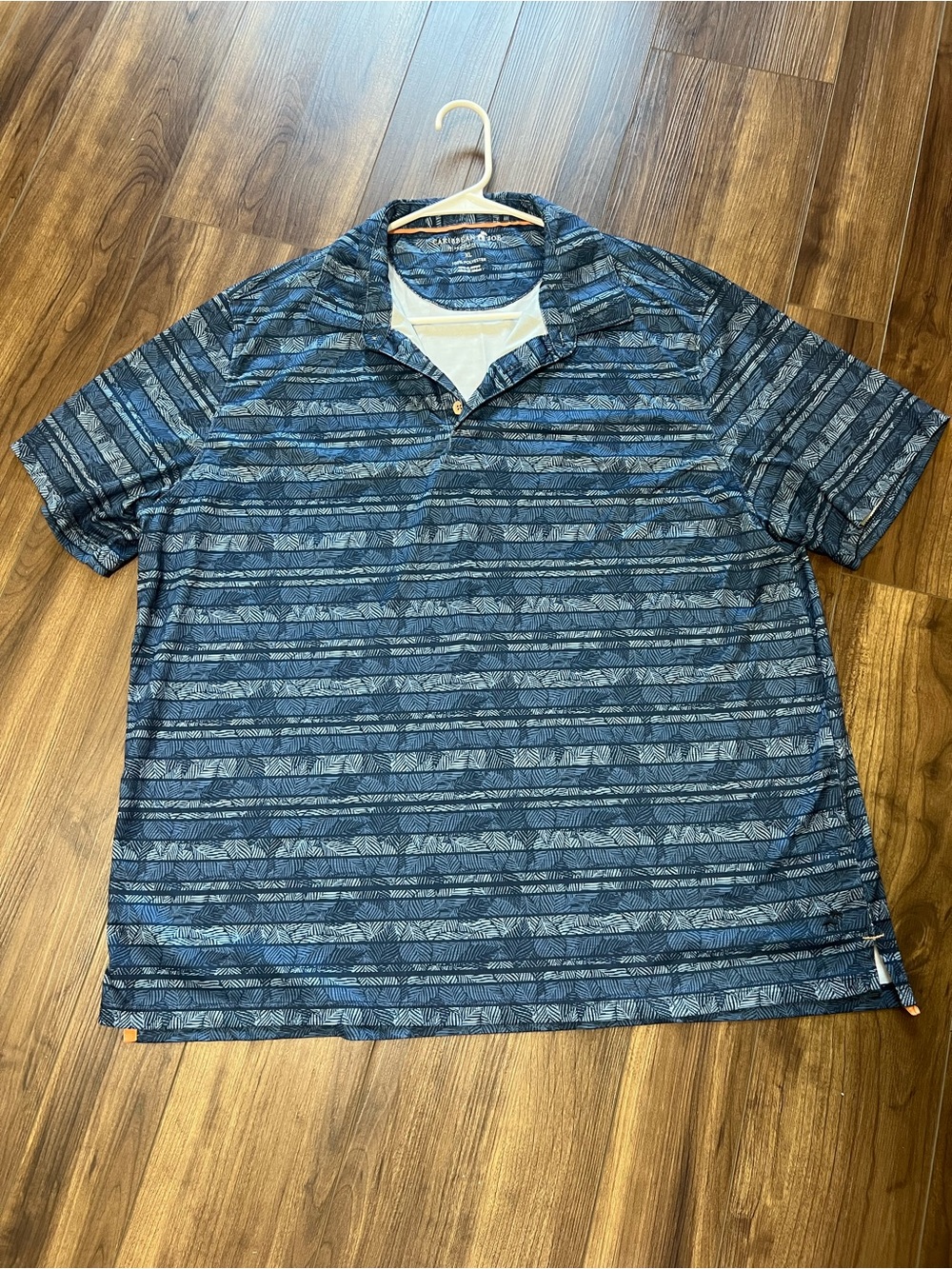 Men's Caribbean Joe Navy Striped Short-Sleeve Polo Shirt